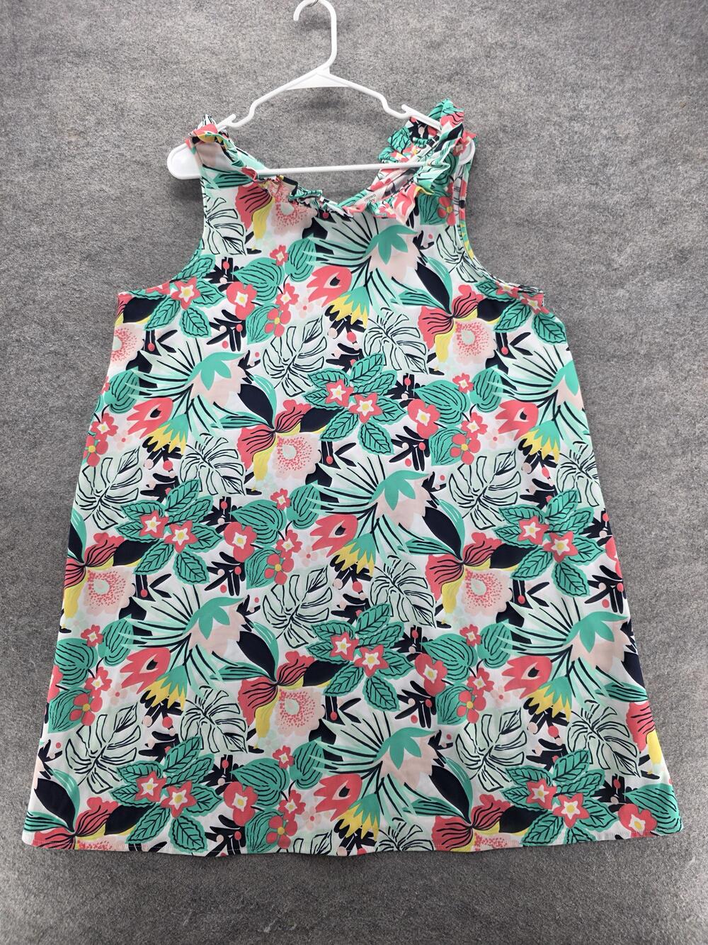 Crown & Ivy Dress Womens XXL Multicolor Floral Ruffle Tie Neck Sleeveless Shift